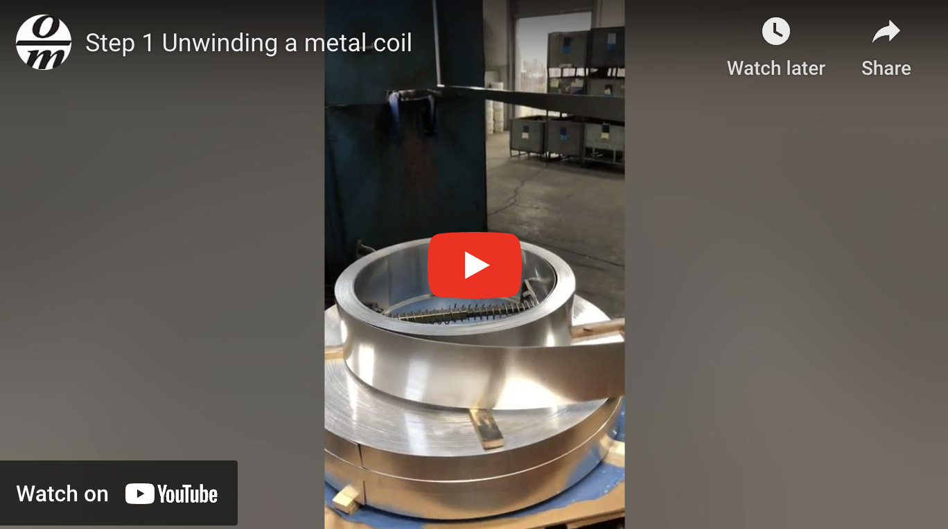 Step 1 unwinding a metal coil