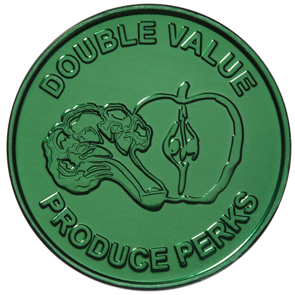 Produce perks green colorized coin