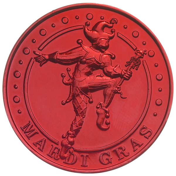 Colorized red jester coin